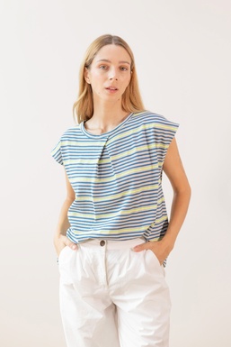 2502139 Camiseta Rayas Azul flúor
