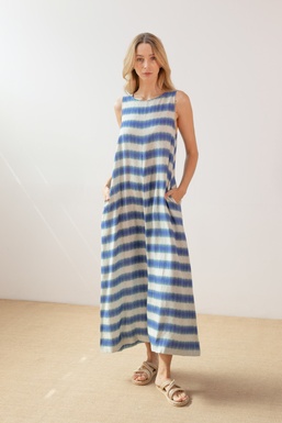 2502276 Vestido Estampado Rayas Azules