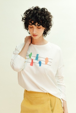 2504102 T-shirt Ecru birds