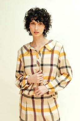 2504239 Blouse Squares Beiges