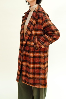 2504251 Coat Orange squares