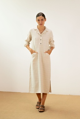 2601172 Vestido Crudo Cuadros