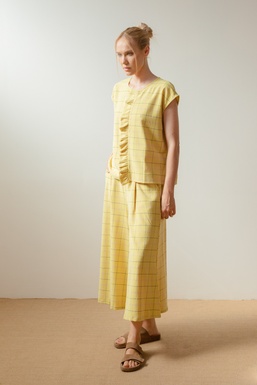 2602134Cap Pantalón Cuadros Amarillos