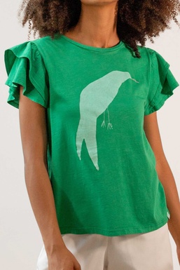 2501108Cap Camiseta Verde Pájaro