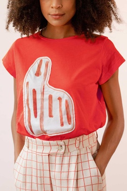 2501111 Camiseta Roja Bordada