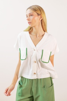 2502102Cap Camiseta Cruda Bolsillo verde